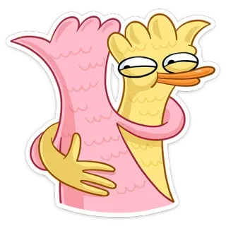 🙃 Desenho animado, Pato, Abraço, Amizade, Fofo, Engraçado telegram sticker