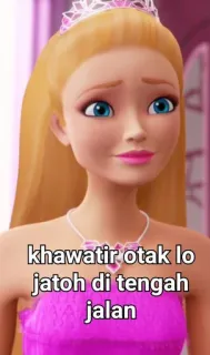 🙄 khawatir otak lo jatoh di tengah jalan Barbie, Kreskówka whatsapp sticker