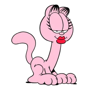 🙋‍♀️ Garfield cat, cartoon, pink, lasagna, character, humor whatsapp sticker