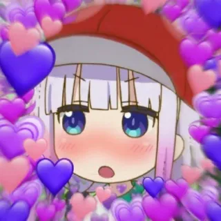 😳 Kanna Kamui Miss Kobayashi's Dragon Maid anime, kawaii, cute, hearts, kanna kamui, miss kobayashi's dragon maid, cartoon telegram sticker