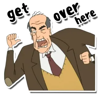 🤬 get over here tức giận, hoạt hình, người đàn ông, la hét, lại đây telegram sticker