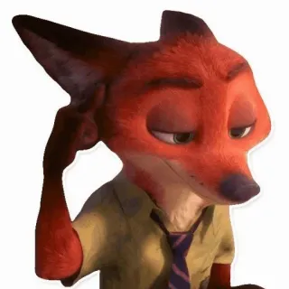 🦊 Nick Wilde Zootopia Cartoon, Tier, Fuchs, Nick Wilde, Zoomania, Denken, Ausdruck telegram sticker