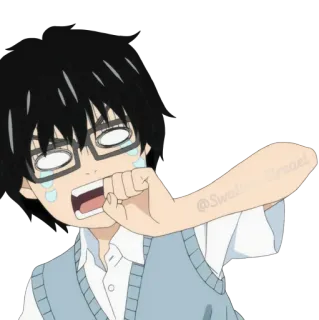 😨 Anime, Con trai, Kính, Cảm xúc, Lo lắng, Nhân vật telegram sticker