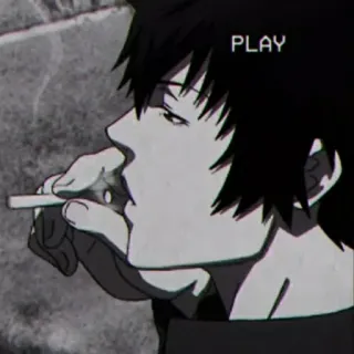 🚬 PLAY smoking, cigarette, anime, play, monochrome telegram sticker