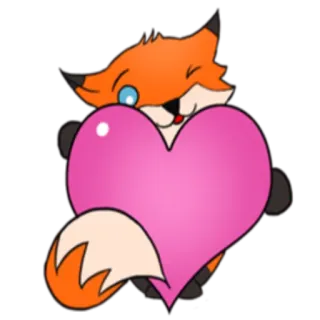 ❤️ キツネ, ハート, 愛, 動物, 漫画, かわいい, ステッカー telegram sticker