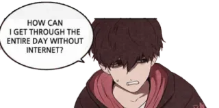 🙇‍♂ HOW CAN I GET THROUGH THE ENTIRE DAY WITHOUT INTERNET? internet, ansioso/a, webtoon, persona telegram sticker