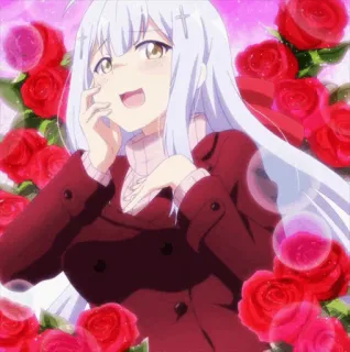 😍 Gabriel White Tenma Gabriel DropOut Anime, Ragazza, Rose, Sorriso, Carino/a, Gabriel DropOut, Gabriel White Tenma telegram sticker