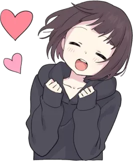 😍 Аниме, Мультфильм, Девочка, Сердце, Счастливый telegram sticker