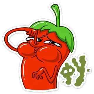 🤮 唉 papryczka chili, ostry, kreskówka, jedzenie, emoji telegram sticker