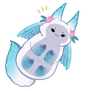 👋 cute, animal, wings, furry, flowers, sticker, fantasy telegram sticker