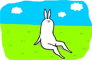 🐰 conejo, conejito, sentado, campo, dibujos animados telegram sticker