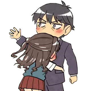❤️ Anime, Abraço, Casal, Desenho animado, Romance, Chibi whatsapp sticker