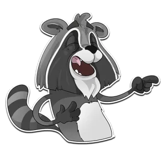 🤣 rakun, kartun, hewan, stiker, humor, gestur telegram sticker
