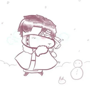 👑 겨울, 눈, 목도리, 치비, 눈사람 telegram sticker