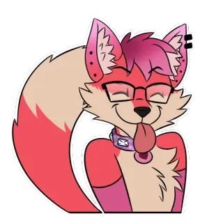 😝 cáo, furry, động vật, hoạt hình, kính, lưỡi telegram sticker