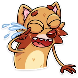 😂 tertawa, menangis, rubah, kartun, lucu, humor telegram sticker