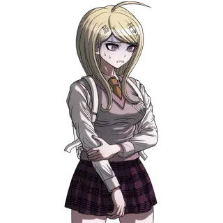 😓 Kaede Akamatsu Danganronpa V3: Killing Harmony Аниме, Персонаж, Школьная форма, Блондинка, Danganronpa telegram sticker