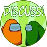 🤬 DISCUSS! among us, diskutieren, videospiel, charaktere, orange, grün telegram sticker