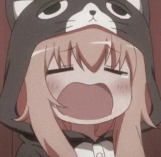 😭 Anime, Ragazza, Sbadiglio, Carino, Felpa con cappuccio telegram sticker