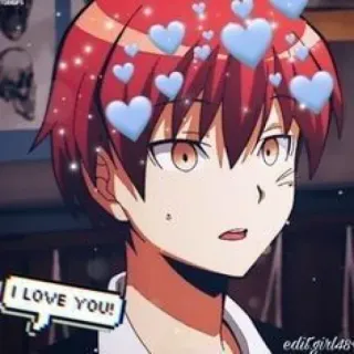 🖤 Karma Akabane Assassination Classroom I LOVE YOU! Anime, Dessin animé, Amour, Coeur, Personnage, Manga telegram sticker