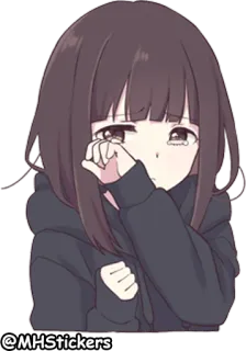 🥺 @MHStickers anime, chorando, triste, menina, adesivo telegram sticker