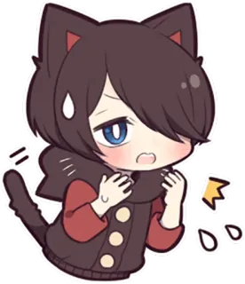 😧 Anime, Gatto, Sudore, Carino, Chibi, Arrossire, Nervoso, Cartone animato whatsapp sticker