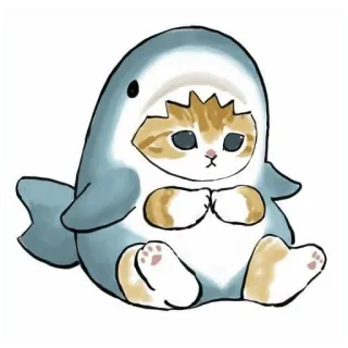 😀 gatto, squalo, costume, animale, carino, animale domestico, gattino telegram sticker