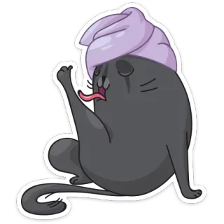 😗 gato, turbante, lamiendo, limpieza, animal, pegatina telegram sticker