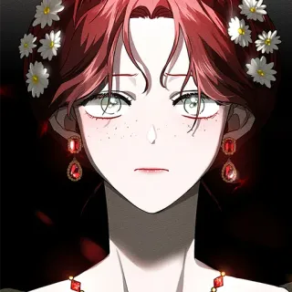 ♥️ donna, anime, ritratto, capelli rossi, fiori, gioielli telegram sticker