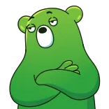 🙄 niedźwiedź, zielony, kreskówka, zwierzę, słodki, naklejka telegram sticker