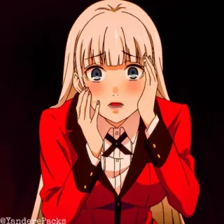 🥢 @YanderePacks anime, girl, red, sad, worried whatsapp sticker