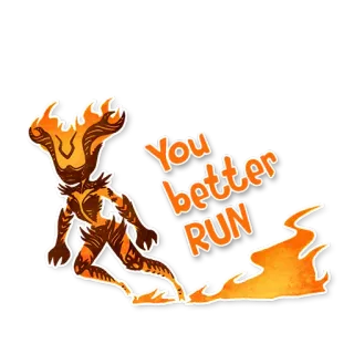 😡 You better RUN api, berlari, monster, api, kecepatan telegram sticker
