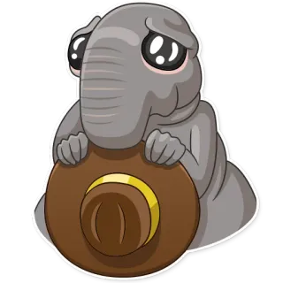😥 animal, cartoon, elephant, hat, cute telegram sticker