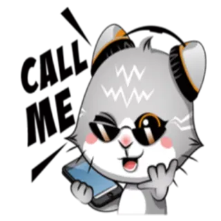 📱 dibujo animado, animal, gato, gafas de sol, guay, celular, rock on, música whatsapp sticker