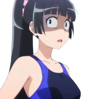 😰 аниме, девушка, в шоке, купальник telegram sticker