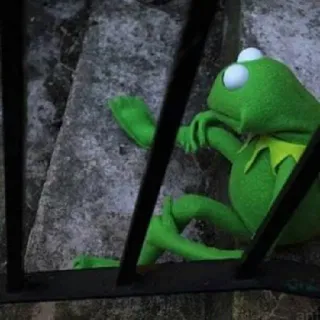 😔 Kermit Кермит, Маппеты, грустный, мем, кукла, зеленый telegram sticker