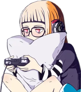 🎮 Anime Mädchen, Gamer, Kopfhörer, Videospiele, Controller telegram sticker