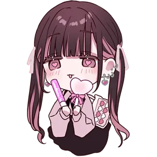 😍 Anime, Cartoon, Sticker, Chibi, Kawaii, Hart, Meisje, Leuk telegram sticker