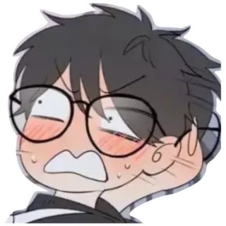 😰 anime, kartun, karakter, wajah, kacamata, ekspresi telegram sticker