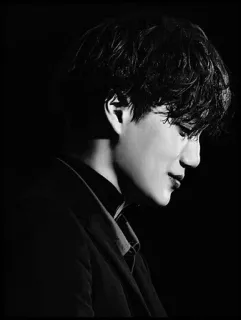 ♠ man, portrait, profile, black and white, person, face, male telegram sticker
