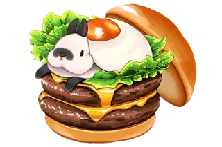 🐰 hambúrguer, coelho, fofo, comida, animal, desenho animado telegram sticker