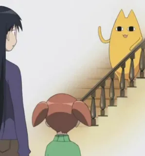 👋 Anime, Katze, Treppe, Japanischer Anime whatsapp sticker