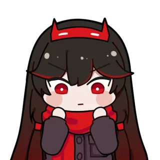 🤨 アニメ, 悪魔, 赤, 漫画, マフラー, 女の子 telegram sticker