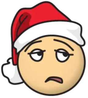 😒 natale, emoji, cappello babbo natale, annoiato, stanco, vacanze, festivo telegram sticker