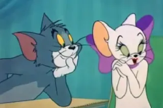😊 Tom Tom and Jerry мультфильм, кот, мышь, животное, любовь, романтика whatsapp sticker