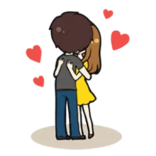 👥 casal, amor, corações, desenho animado, abraço, romance whatsapp sticker