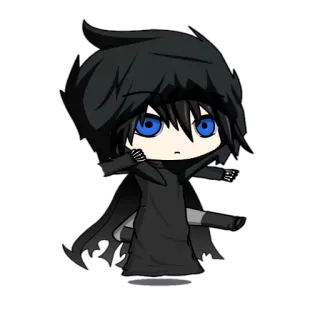 🤜 Anime, Karakter, Sosok berkerudung, Gelap, Hitam, Pedang, Animasi, Gambar telegram sticker