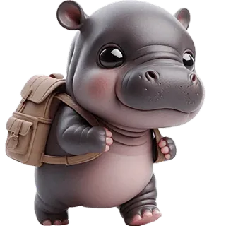 🎒 kuda nil, binatang, imut, ransel, kartun, berjalan, mamalia telegram sticker