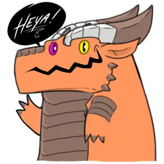 👋 HEYA! dragon, dessin animé, autocollant, orange, monstre telegram sticker