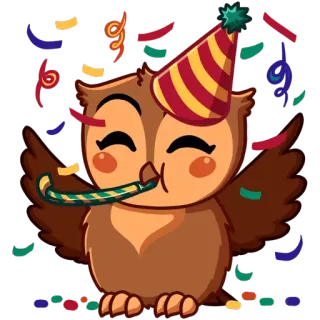 🎉 owl, birthday, party, celebration, confetti telegram sticker
